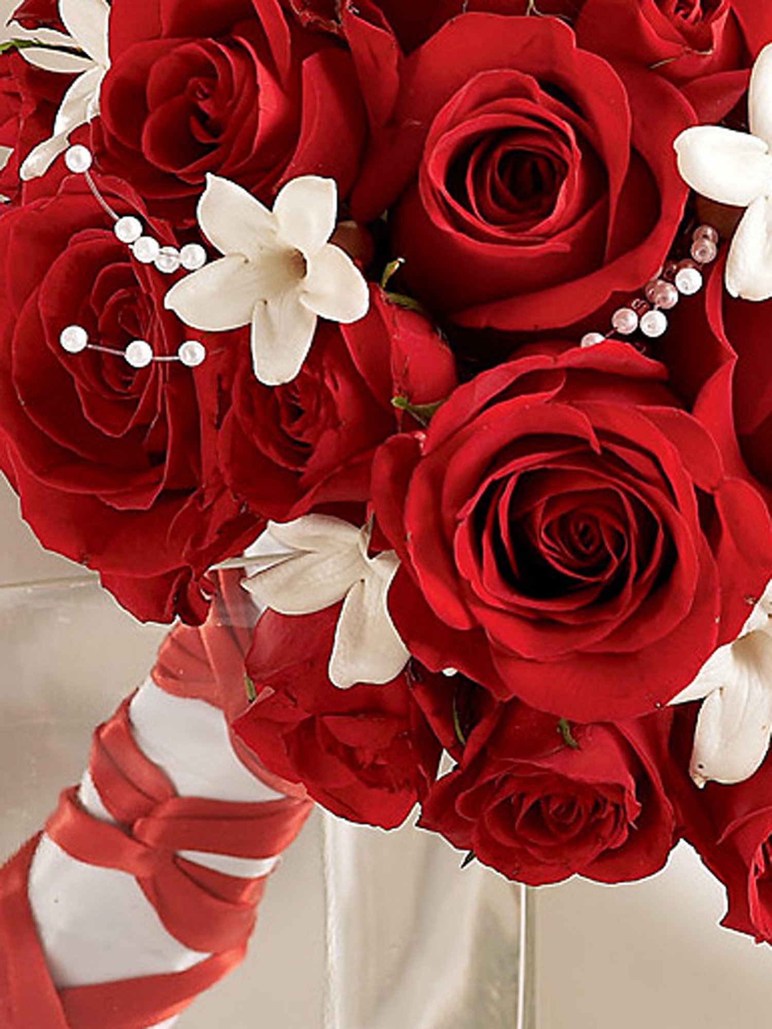 Dazzling Red Rose & Stephanotis Scented Bridal Bouquet-7320