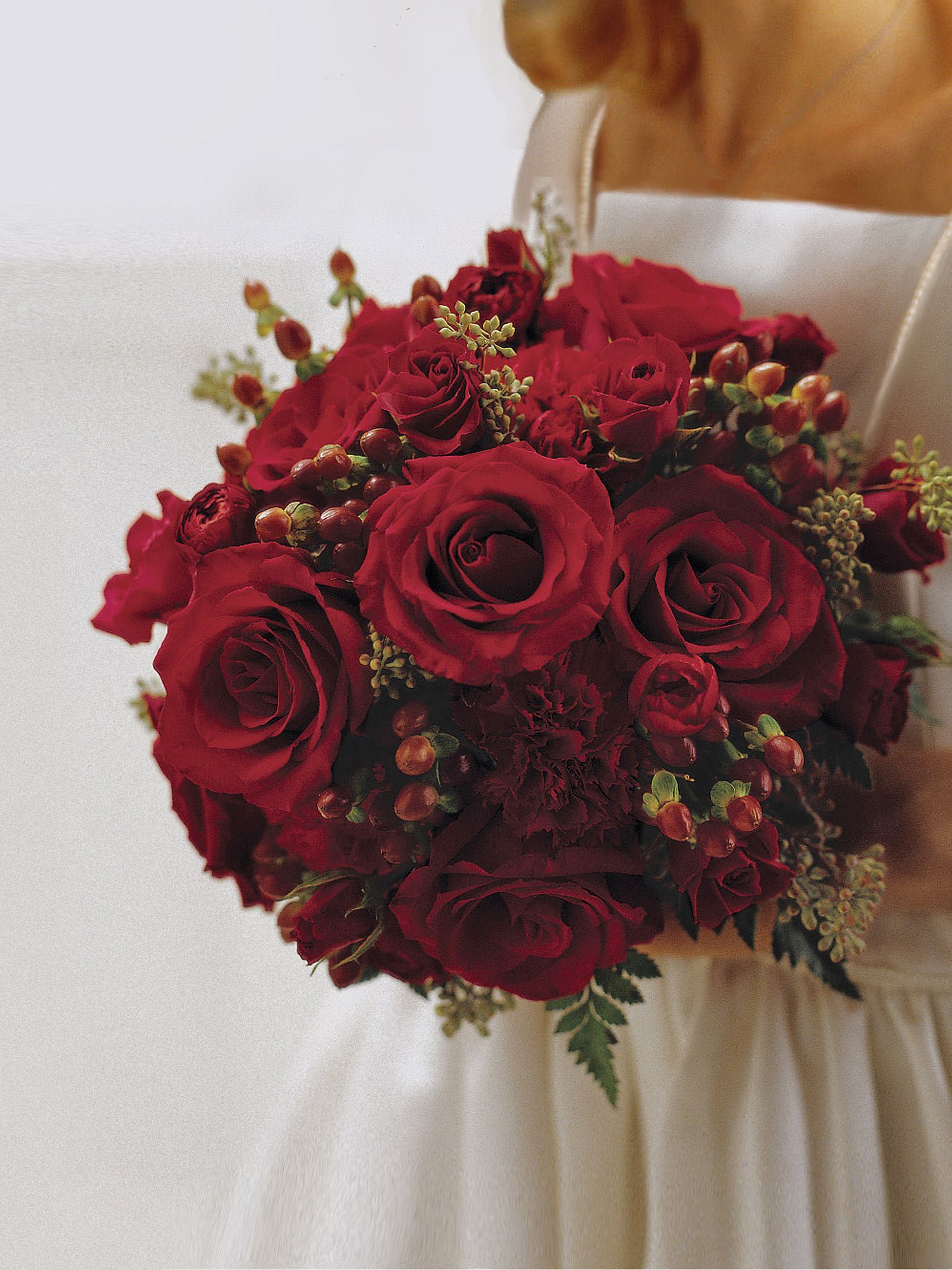 Scarlet Rose & Berry Bridal Bouquet-0